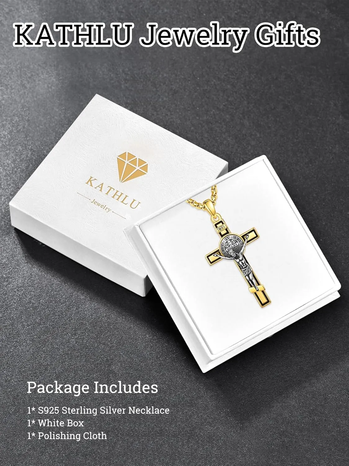 925 Sterling Silver Cross Crucifix Jesus Christ INRI Pendant Necklace for Men Women Medal Christian Religious Necklaces for Mens