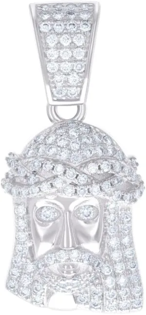 925 Sterling Silver Mens 0.69ct Moissanite Jesus Religious Charm Pendant 30.6x14mm Wide Necklace for Men