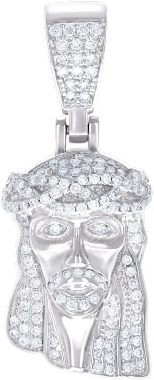 925 Sterling Silver Mens 0.81ct Moissanite Jesus Religious Charm Pendant 36.2x14.3mm Wide Necklace for Men