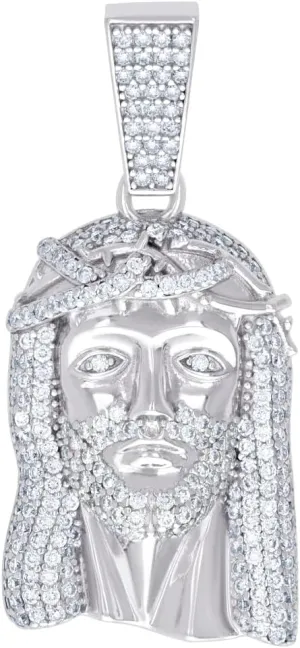 925 Sterling Silver Mens 1.34ct Moissanite Jesus Religious Charm Pendant Necklace 37.8x17.5mm Wide - for Men