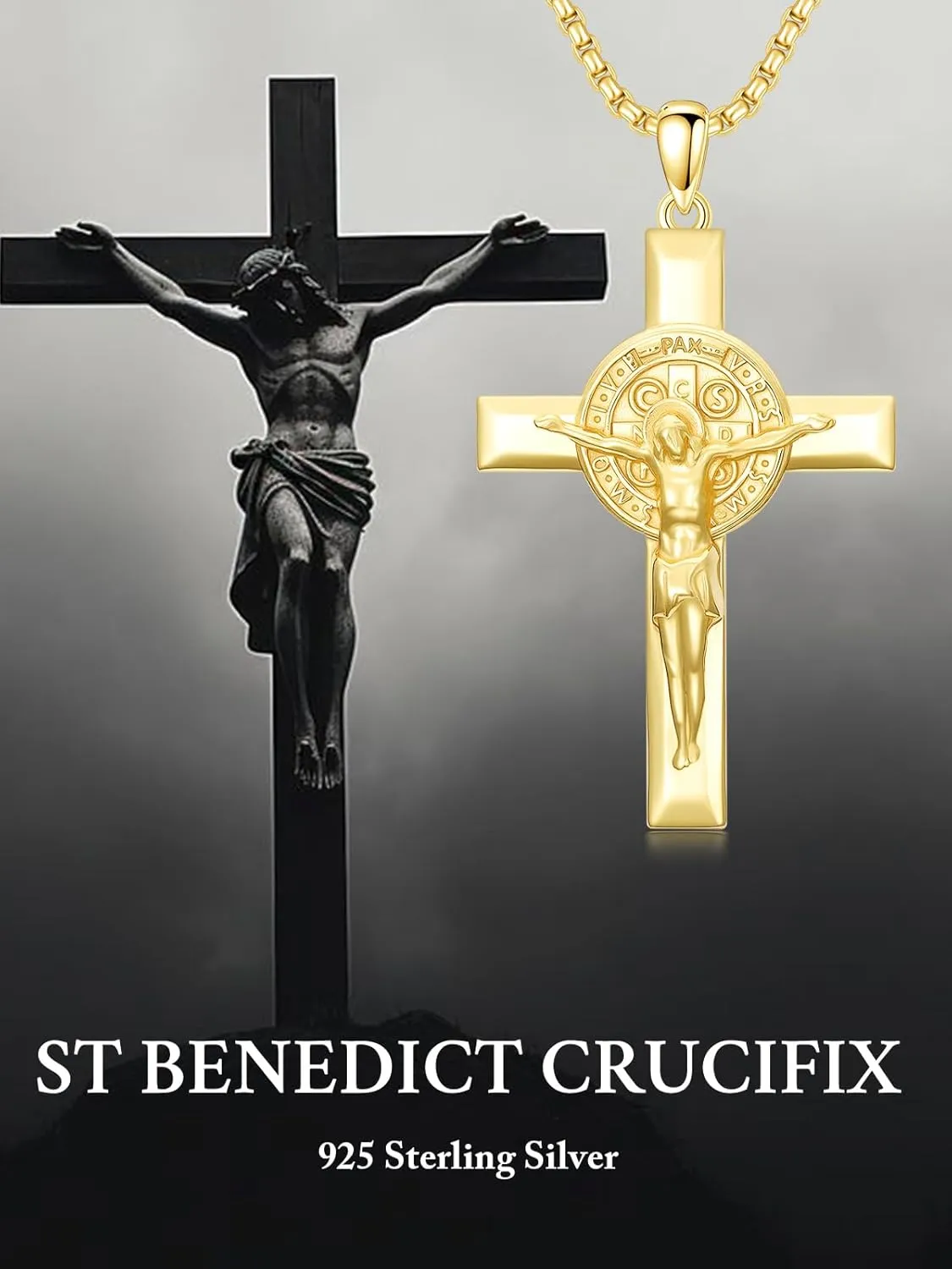925 Sterling Silver St Michael/St Raphael/St Jude/St Christopher/St Benedict Crucifix Pendant Necklace Religious Amulet Jewelry Gift for Men Women