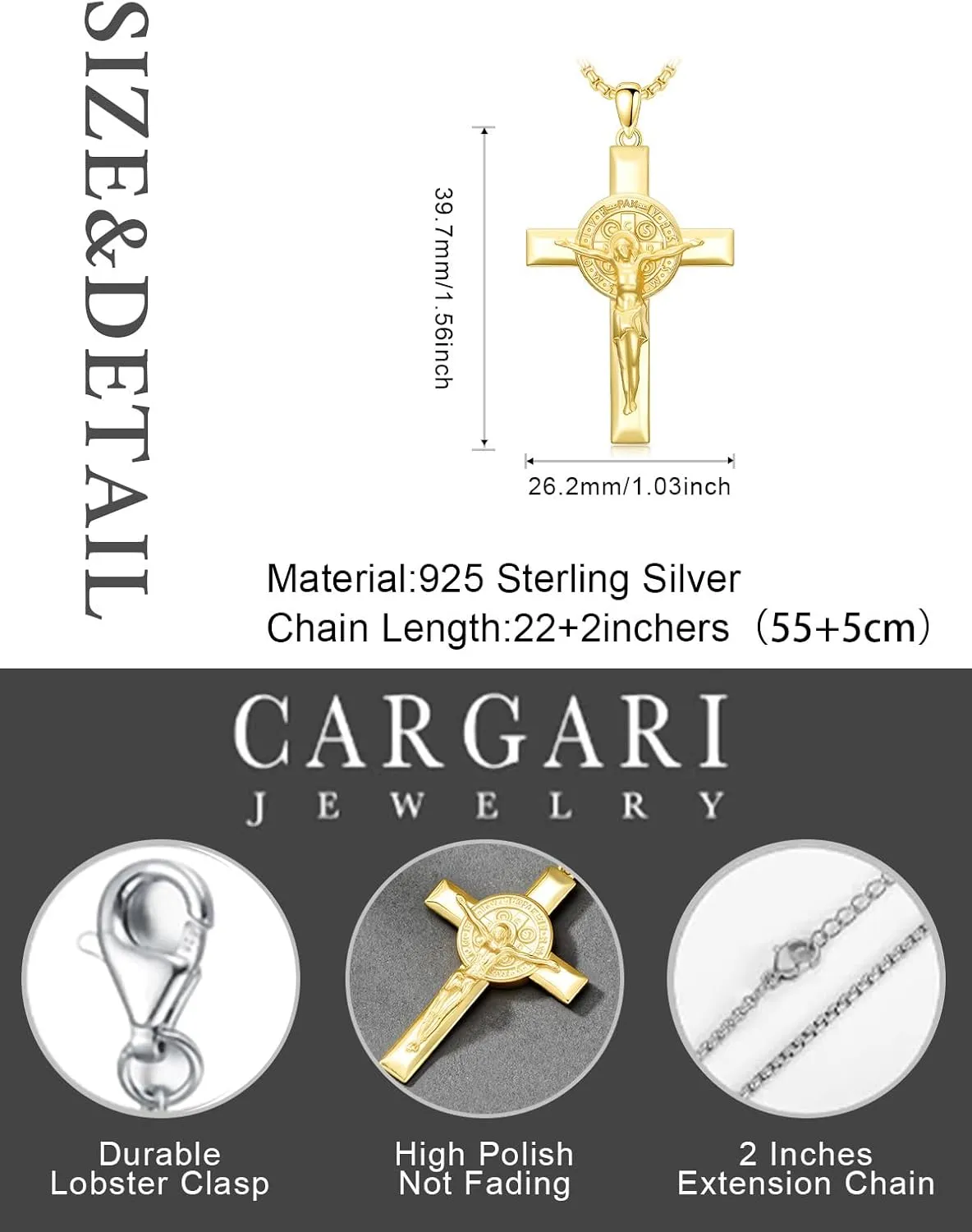 925 Sterling Silver St Michael/St Raphael/St Jude/St Christopher/St Benedict Crucifix Pendant Necklace Religious Amulet Jewelry Gift for Men Women