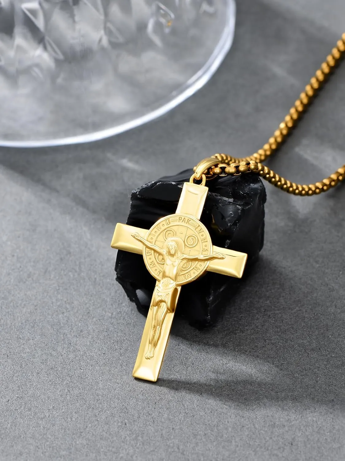 925 Sterling Silver St Michael/St Raphael/St Jude/St Christopher/St Benedict Crucifix Pendant Necklace Religious Amulet Jewelry Gift for Men Women