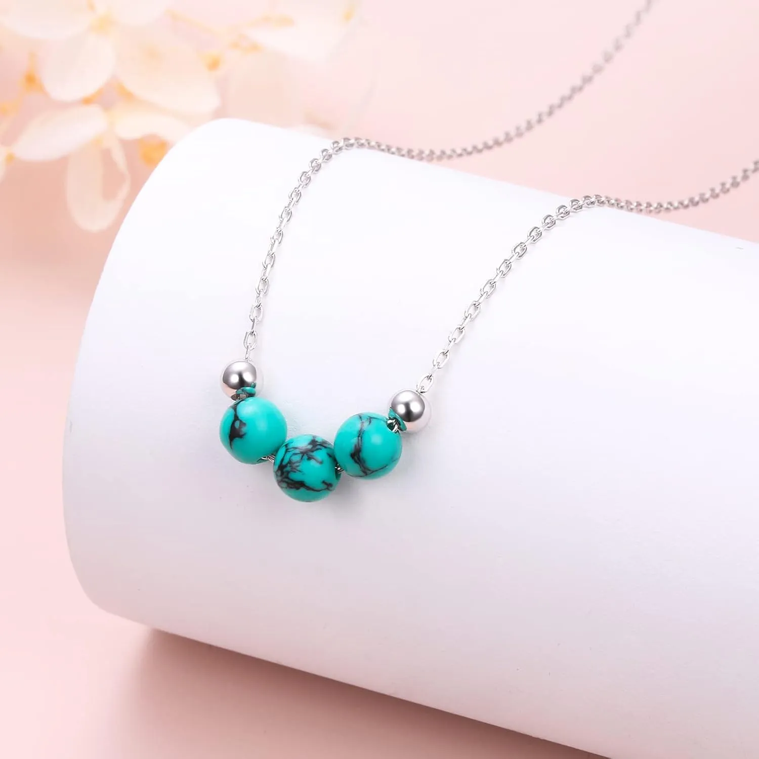925 Sterling Silver Turquoise Necklace/Star Moon Drop Dangle Earrings/Snake/Sun and Moon Ring/Lightning Stud Earrings Cute Animal Turquoise Jewelry for Women Teen Girls Gift