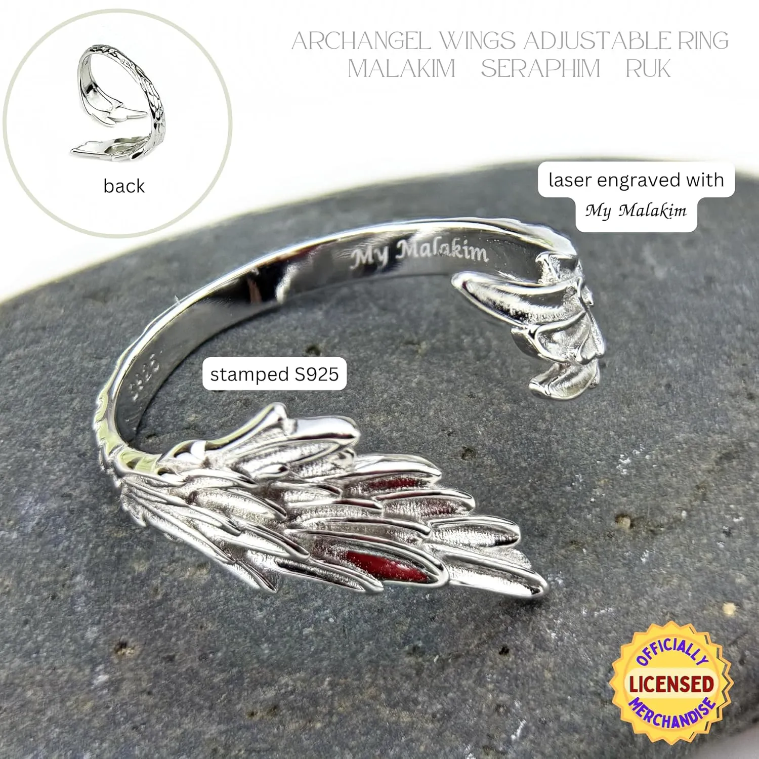 ACOTAR Wing Adjustable Ring S.J. Maas Licensed Illyrian Rhysand Crescent City Bat Boy Angel Malakim (Angel Malakim)