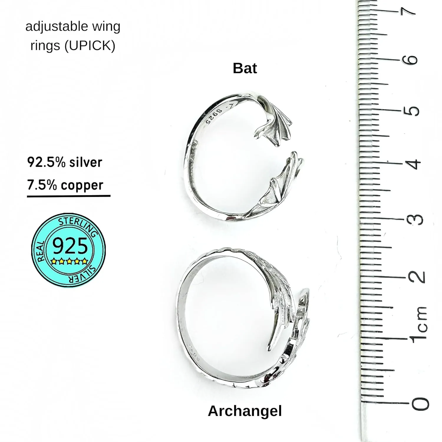 ACOTAR Wing Adjustable Ring S.J. Maas Licensed Illyrian Rhysand Crescent City Bat Boy Angel Malakim (Angel Malakim)