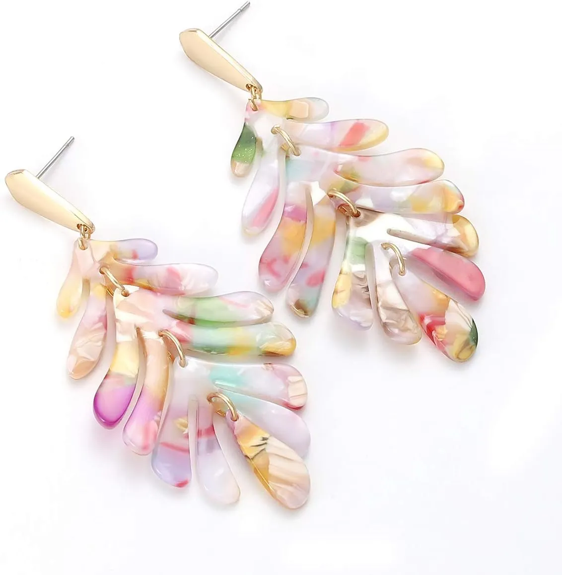Acrylic Pendant necklace Earrings  Long Statement Leaf Charm Necklace Tortoise Resin Palm Leaf Earrings Fashion Necklaces Earrings for Women