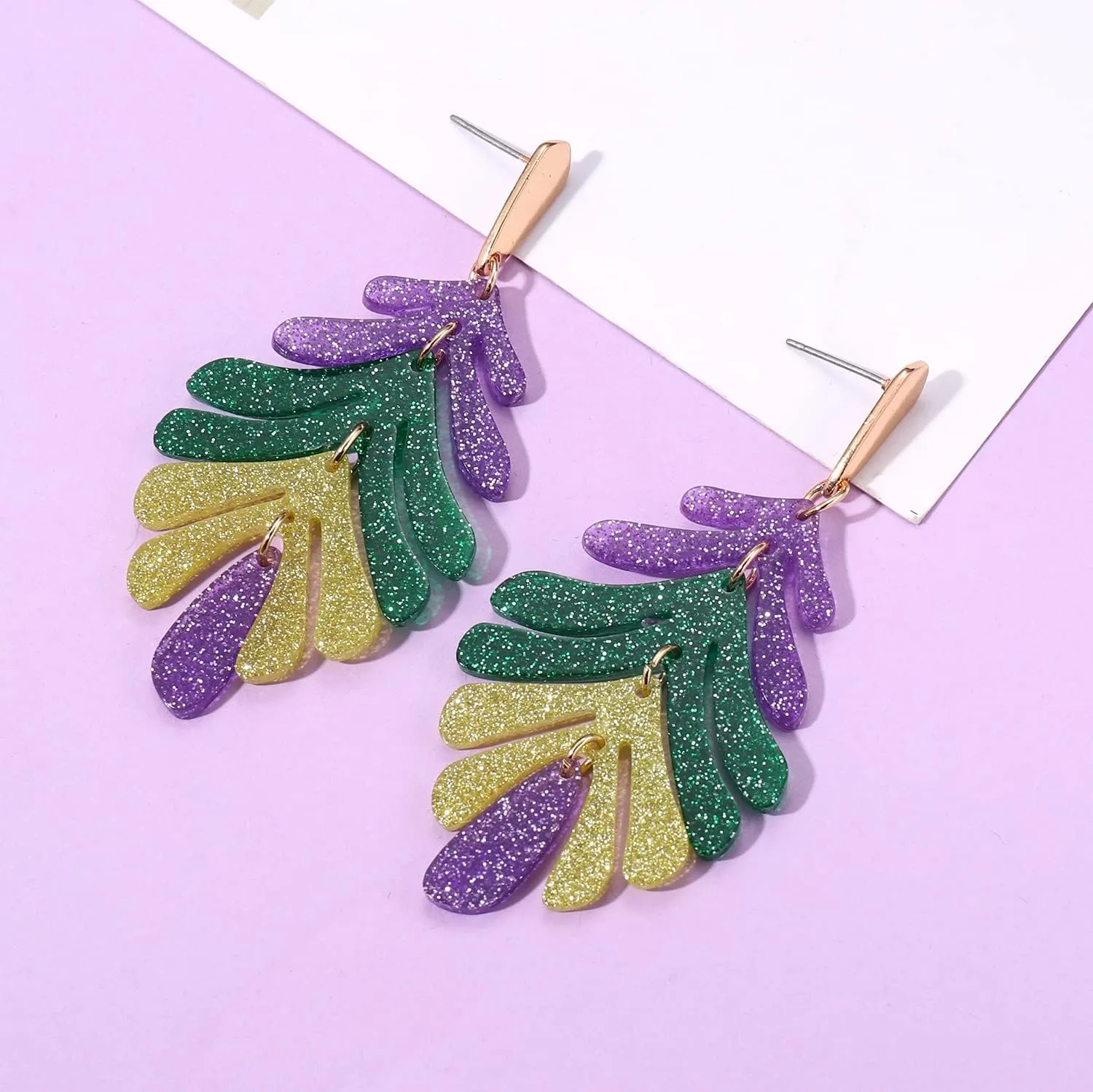 Acrylic Pendant necklace Earrings  Long Statement Leaf Charm Necklace Tortoise Resin Palm Leaf Earrings Fashion Necklaces Earrings for Women