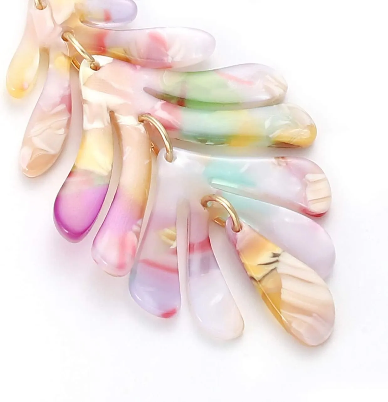 Acrylic Pendant necklace Earrings  Long Statement Leaf Charm Necklace Tortoise Resin Palm Leaf Earrings Fashion Necklaces Earrings for Women