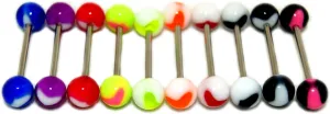 Acrylic Tongue Rings Barbells Bar 14G Spy Heart Shape LOT of 10