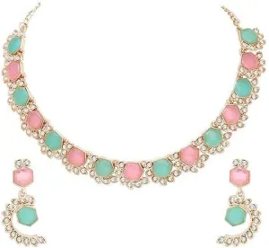 AD Crystal Women's Necklace Set | Jewellery Set With Earrings