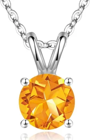 Adabele 18K White Gold Plated 925 Sterling Silver Birthstone Necklace 0.84 Carat 2 Carat Cubic Zirconia Created Diamond Gemstone Hypoallergenic Nickel Free Women Jewelry