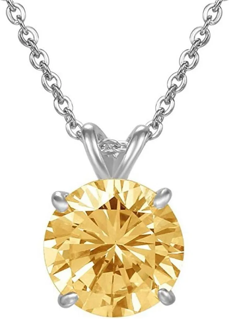 Adabele 18K White Gold Plated 925 Sterling Silver Birthstone Necklace 0.84 Carat 2 Carat Cubic Zirconia Created Diamond Gemstone Hypoallergenic Nickel Free Women Jewelry