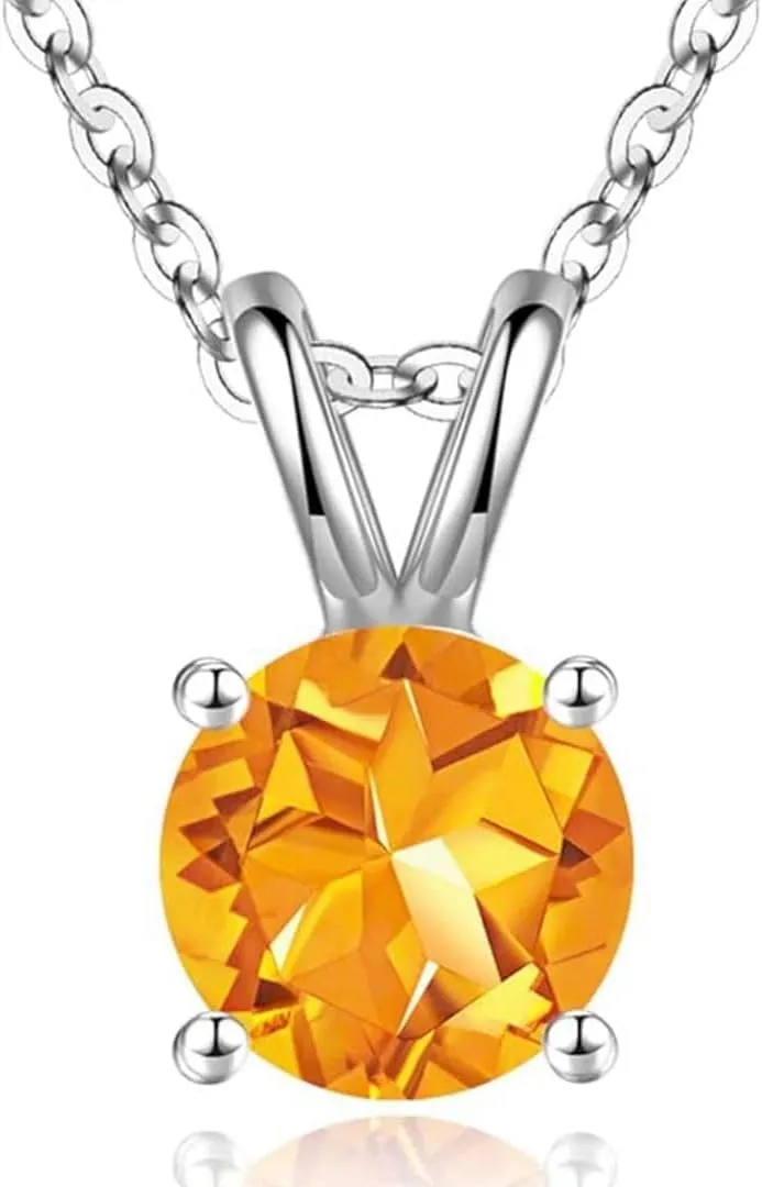 Adabele 18K White Gold Plated 925 Sterling Silver Birthstone Necklace 0.84 Carat 2 Carat Cubic Zirconia Created Diamond Gemstone Hypoallergenic Nickel Free Women Jewelry
