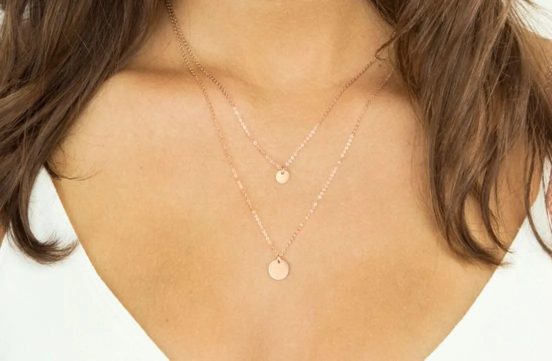 Adabele Real Gold Plated Solid Sterling Silver Letter Pendant Necklace 6mm 12mm Dainty Tiny Coin Disc A-Z 26 Alphabet Initial Personalized Heart Engraved Name Jewelry