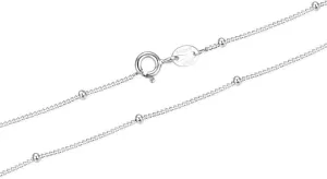 Adabele Solid 925 Sterling Silver Gold Filled 1.9mm Satellite Bead Station Curb Chain Necklace Thin Dainty Tarnish Resistant Hypoallergenic Nickel Free Women Jewelry