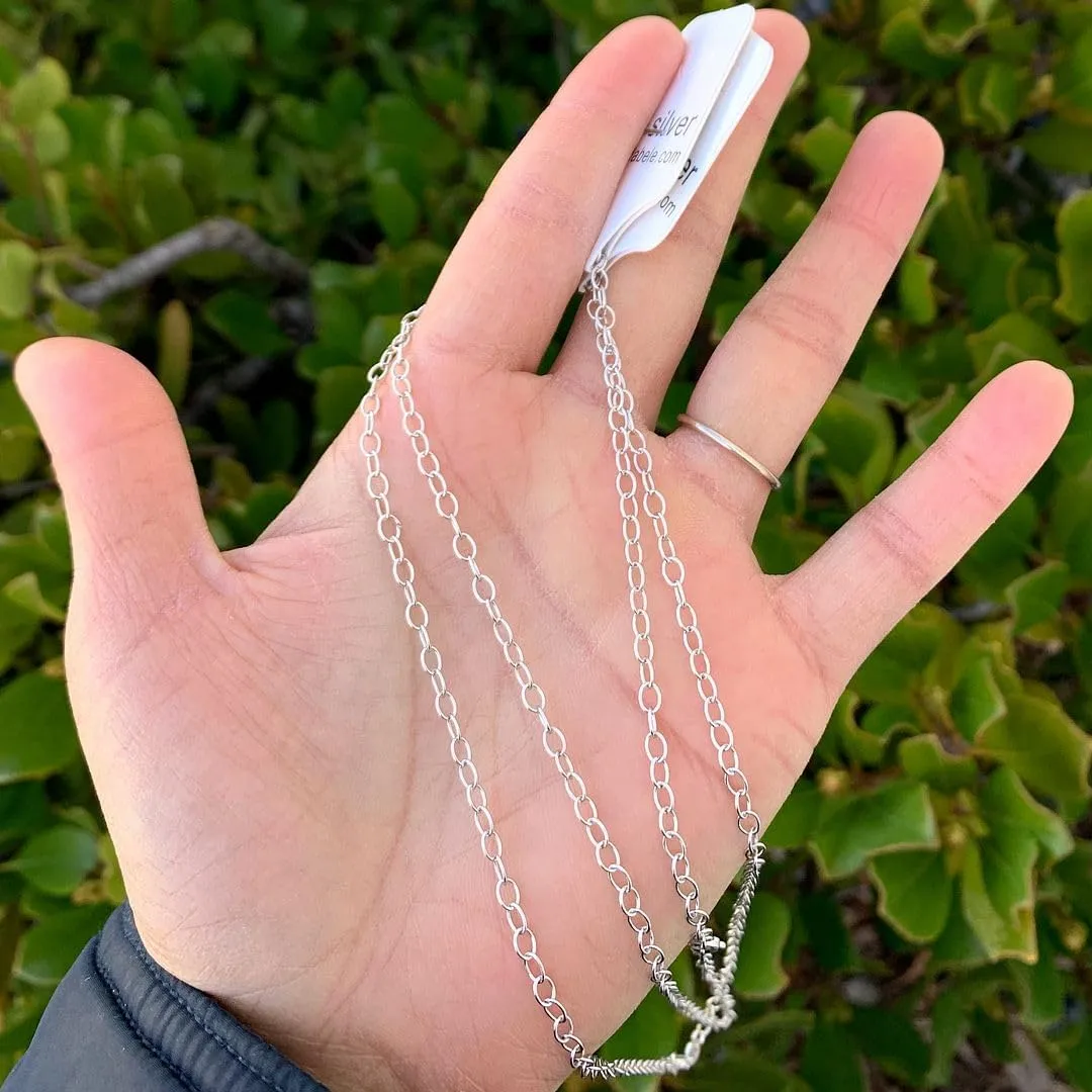 Adabele Solid 925 Sterling Silver White Gold Rolo Link Cable Chain Necklace 3mm 4.2mm Large Strong Tarnish Resistant Hypoallergenic Nickel Free Women Men Jewelry