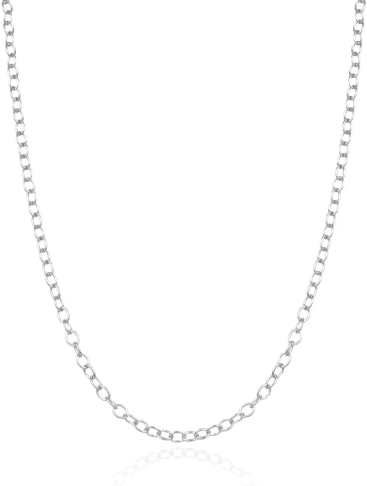 Adabele Solid 925 Sterling Silver White Gold Rolo Link Cable Chain Necklace 3mm 4.2mm Large Strong Tarnish Resistant Hypoallergenic Nickel Free Women Men Jewelry