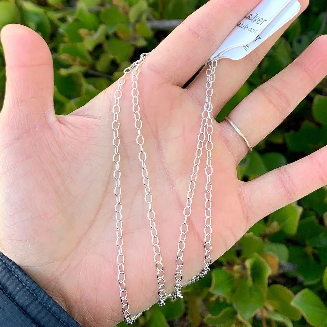 Adabele Solid 925 Sterling Silver White Gold Rolo Link Cable Chain Necklace 3mm 4.2mm Large Strong Tarnish Resistant Hypoallergenic Nickel Free Women Men Jewelry