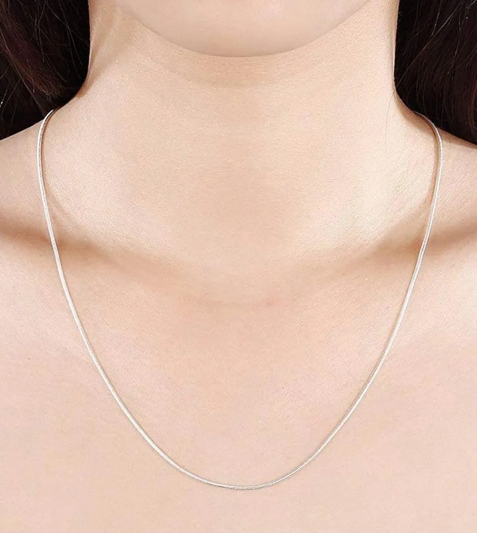 Adabele Solid 925 Sterling Silver White Gold Snake Chain Necklace 1mm 2mm 3mm Thin Large Strong Tarnish Resistant Hypoallergenic Nickel Free Women Men Jewelry