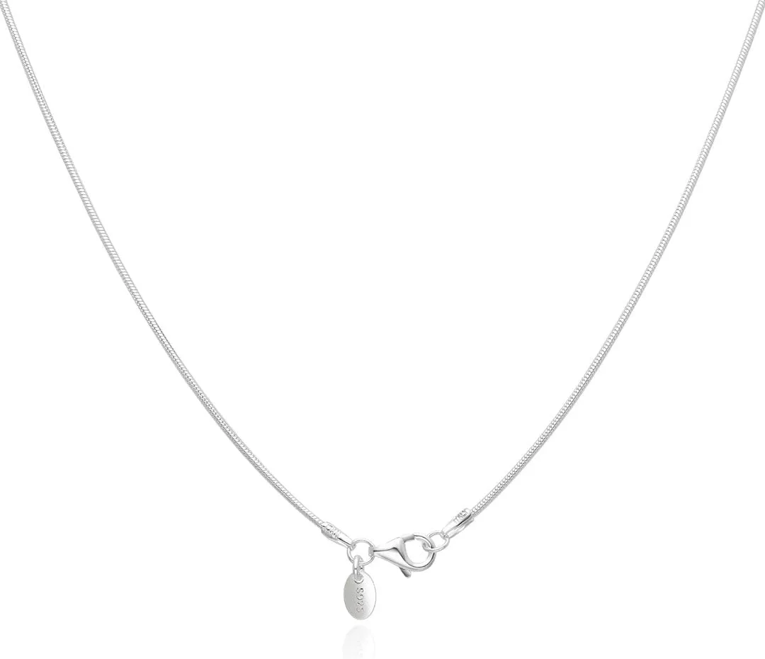 Adabele Solid 925 Sterling Silver White Gold Snake Chain Necklace 1mm 2mm 3mm Thin Large Strong Tarnish Resistant Hypoallergenic Nickel Free Women Men Jewelry