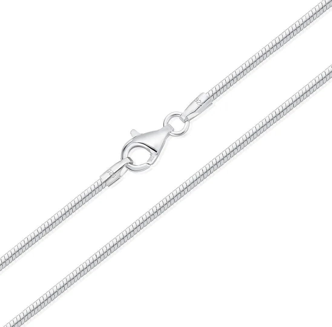 Adabele Solid 925 Sterling Silver White Gold Snake Chain Necklace 1mm 2mm 3mm Thin Large Strong Tarnish Resistant Hypoallergenic Nickel Free Women Men Jewelry