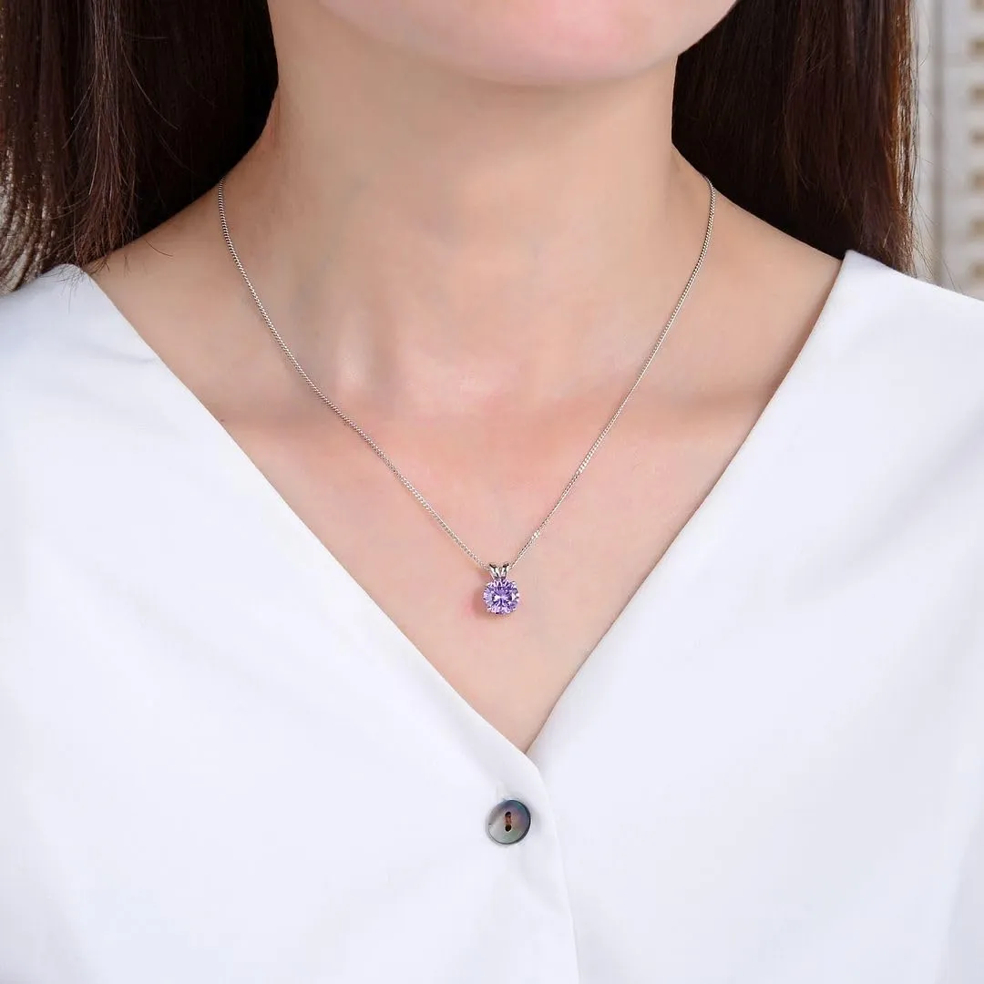 Adabele Solid Sterling Silver 18K White Gold Birthstone Necklace 0.84 Carat 2 Carat Cubic Zirconia Created Diamond Gemstone Hypoallergenic Nickel Free Fine Women Jewelry