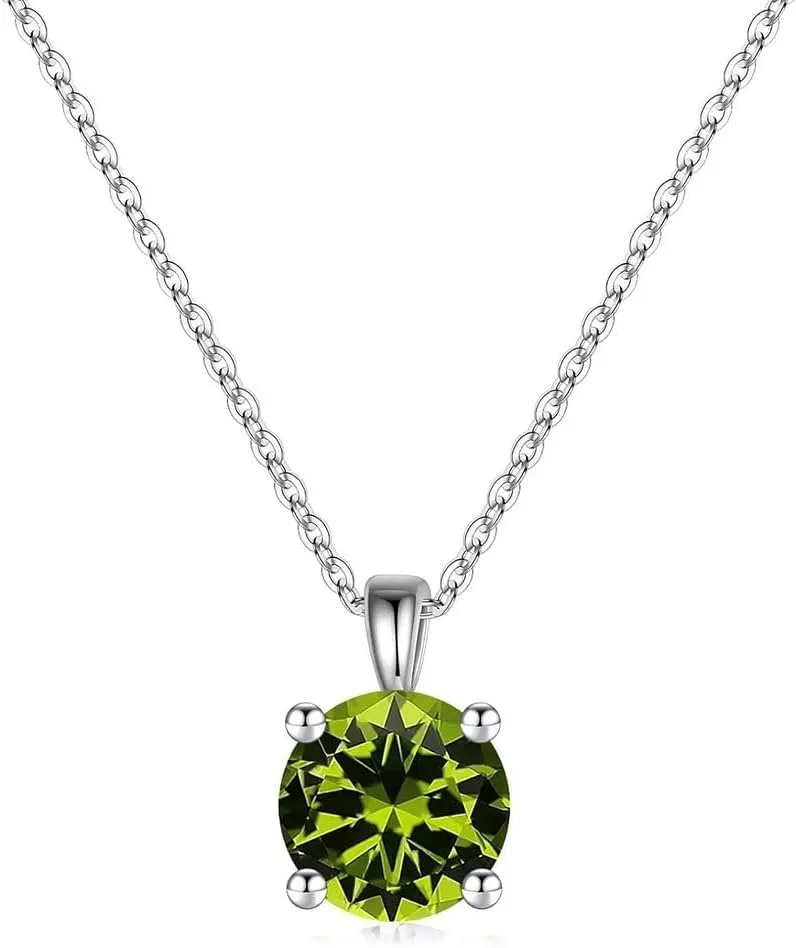 Adabele Solid Sterling Silver 18K White Gold Birthstone Necklace 0.84 Carat 2 Carat Cubic Zirconia Created Diamond Gemstone Hypoallergenic Nickel Free Fine Women Jewelry