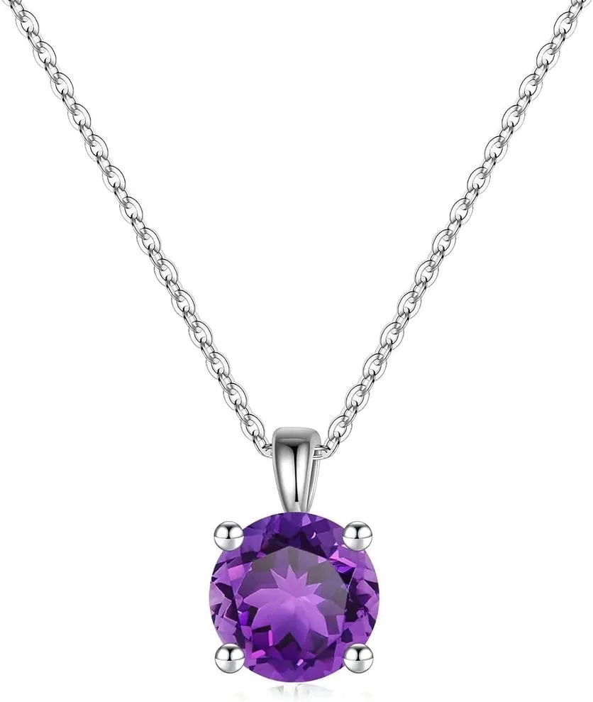 Adabele Solid Sterling Silver 18K White Gold Birthstone Necklace 0.84 Carat 2 Carat Cubic Zirconia Created Diamond Gemstone Hypoallergenic Nickel Free Fine Women Jewelry