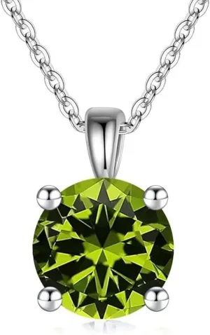 Adabele Solid Sterling Silver 18K White Gold Birthstone Necklace 0.84 Carat 2 Carat Cubic Zirconia Created Diamond Gemstone Hypoallergenic Nickel Free Fine Women Jewelry
