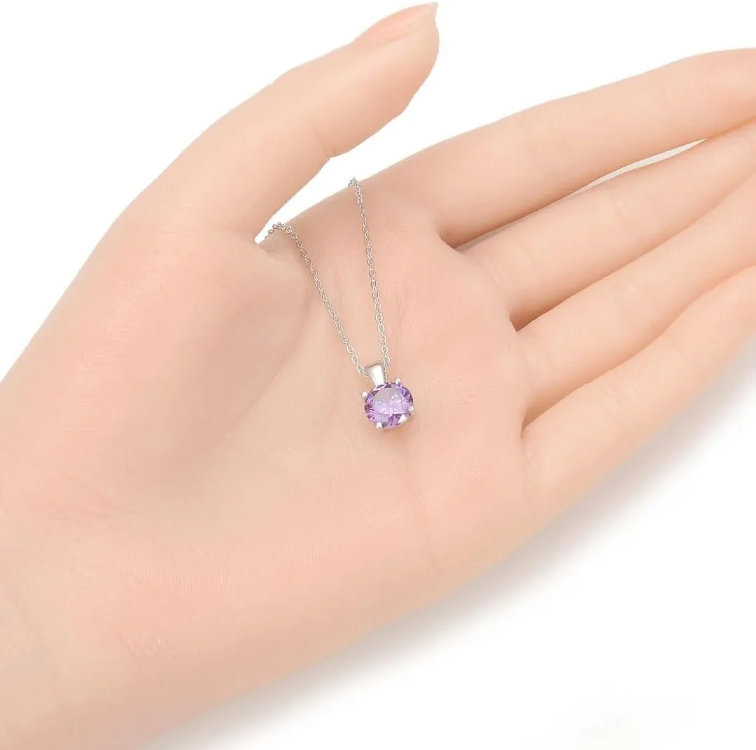 Adabele Solid Sterling Silver 18K White Gold Birthstone Necklace 0.84 Carat 2 Carat Cubic Zirconia Created Diamond Gemstone Hypoallergenic Nickel Free Fine Women Jewelry