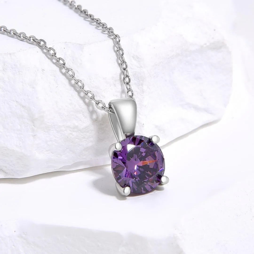 Adabele Solid Sterling Silver 18K White Gold Birthstone Necklace 0.84 Carat 2 Carat Cubic Zirconia Created Diamond Gemstone Hypoallergenic Nickel Free Fine Women Jewelry