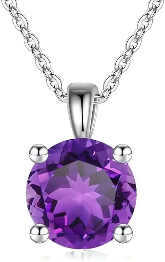 Adabele Solid Sterling Silver 18K White Gold Birthstone Necklace 0.84 Carat 2 Carat Cubic Zirconia Created Diamond Gemstone Hypoallergenic Nickel Free Fine Women Jewelry