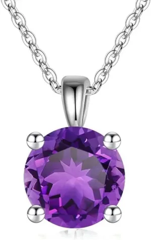 Adabele Solid Sterling Silver 18K White Gold Birthstone Necklace 0.84 Carat 2 Carat Cubic Zirconia Created Diamond Gemstone Hypoallergenic Nickel Free Fine Women Jewelry