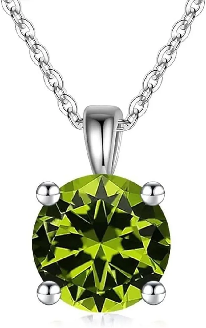 Adabele Solid Sterling Silver 18K White Gold Birthstone Necklace 0.84 Carat 2 Carat Cubic Zirconia Created Diamond Gemstone Hypoallergenic Nickel Free Fine Women Jewelry