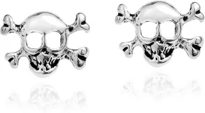 AeraVida Stylish Sterling Silver Skull & Crossbones Post Stud Earrings