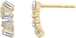 Amazon Essentials Brass Sliver Clear Stud Earrings