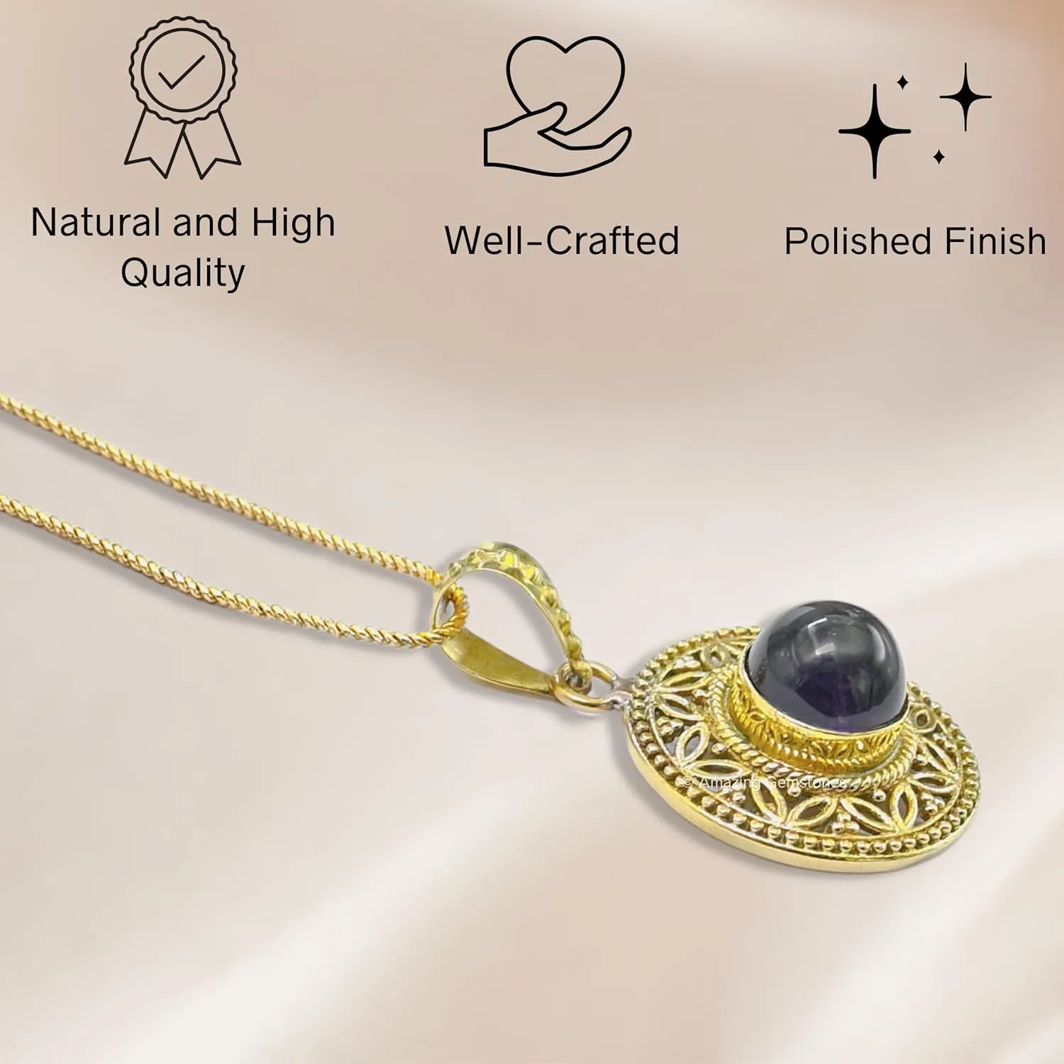 Amethyst Necklace for Women and Teen Girls, Amethyst Crystal Necklace Pendant for Mothers Day, Christmas Stocking Stuffer, Valentines Day