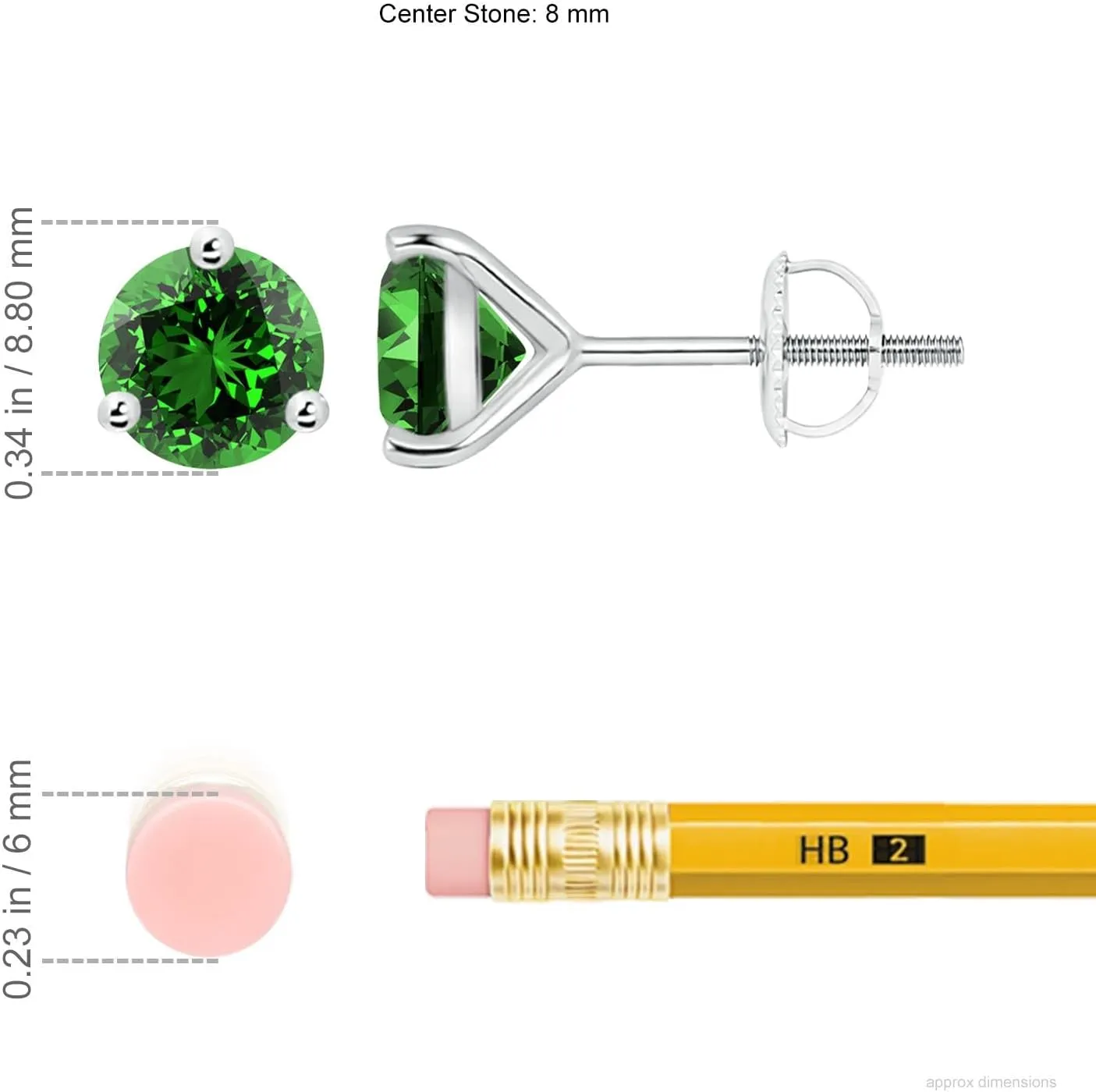 ANGARA Lab Grown Martini-Set Round Emerald Stud Earrings in 14K Solid Gold/Platinum | May Birthstone, Birthday, Engagement, Anniversary, Wedding Jewelry Gift for Women
