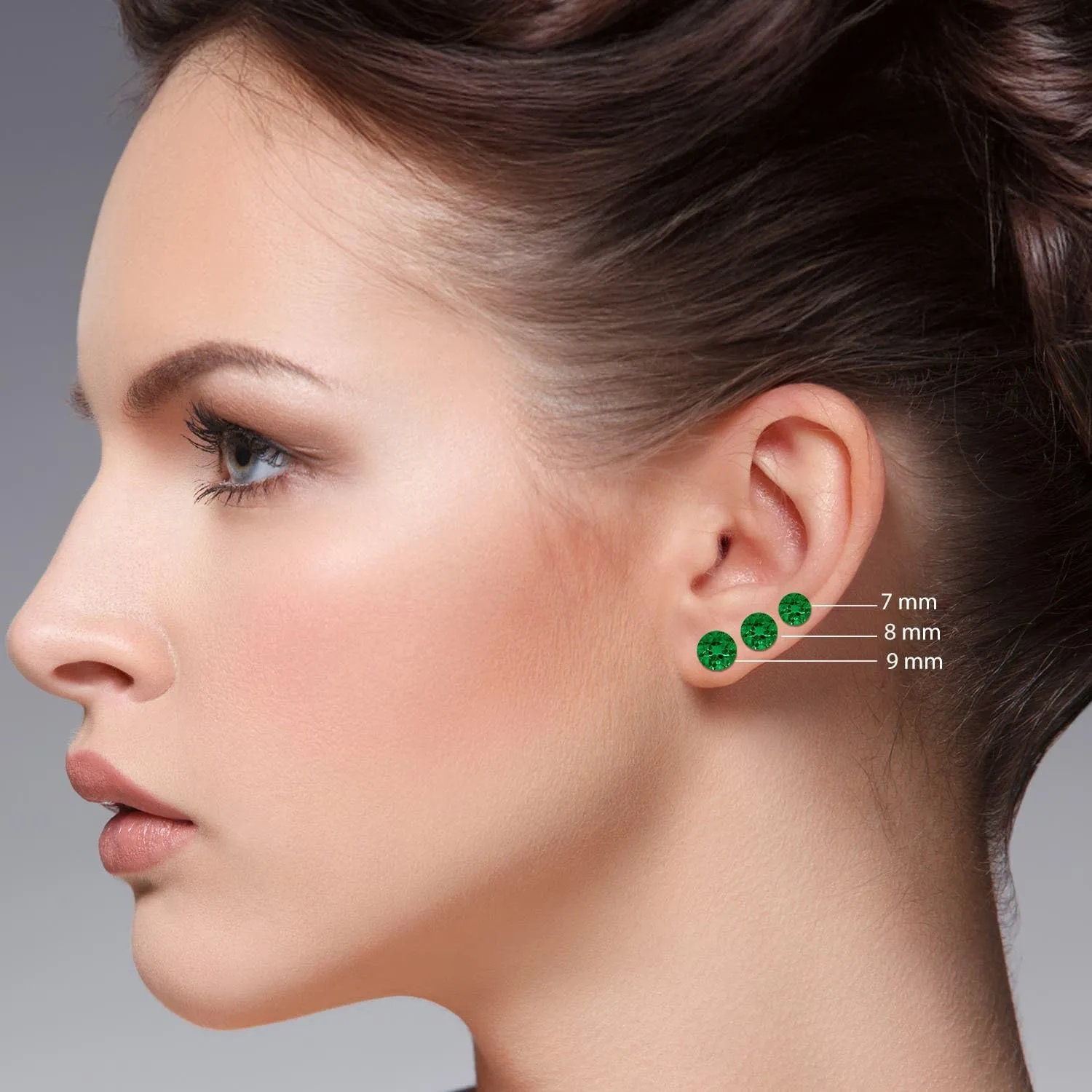 ANGARA Lab Grown Martini-Set Round Emerald Stud Earrings in 14K Solid Gold/Platinum | May Birthstone, Birthday, Engagement, Anniversary, Wedding Jewelry Gift for Women
