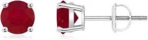 ANGARA Natural Basket-Set Round Ruby Studs in Silver / 14K Solid Gold/Platinum | July Birthstone, Birthday, Engagement, Anniversary, Wedding Jewelry Gift for Women
