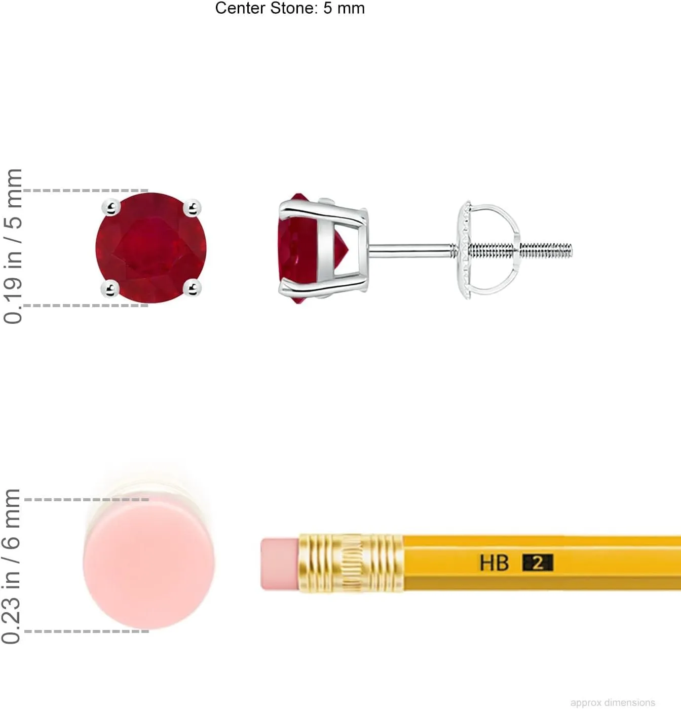 ANGARA Natural Basket-Set Round Ruby Studs in Silver / 14K Solid Gold/Platinum | July Birthstone, Birthday, Engagement, Anniversary, Wedding Jewelry Gift for Women