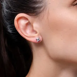 ANGARA Natural Kite Framed Prong Set Round Morganite Stud Earrings in 14K Solid Gold/Platinum | Birthday, Engagement, Anniversary, Wedding Jewelry Gift for Women