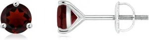 ANGARA Natural Martini-Set Round Garnet Stud Earrings in 14K Solid Gold/Platinum | January Birthstone, Birthday, Engagement, Anniversary, Wedding Jewelry Gift for Women