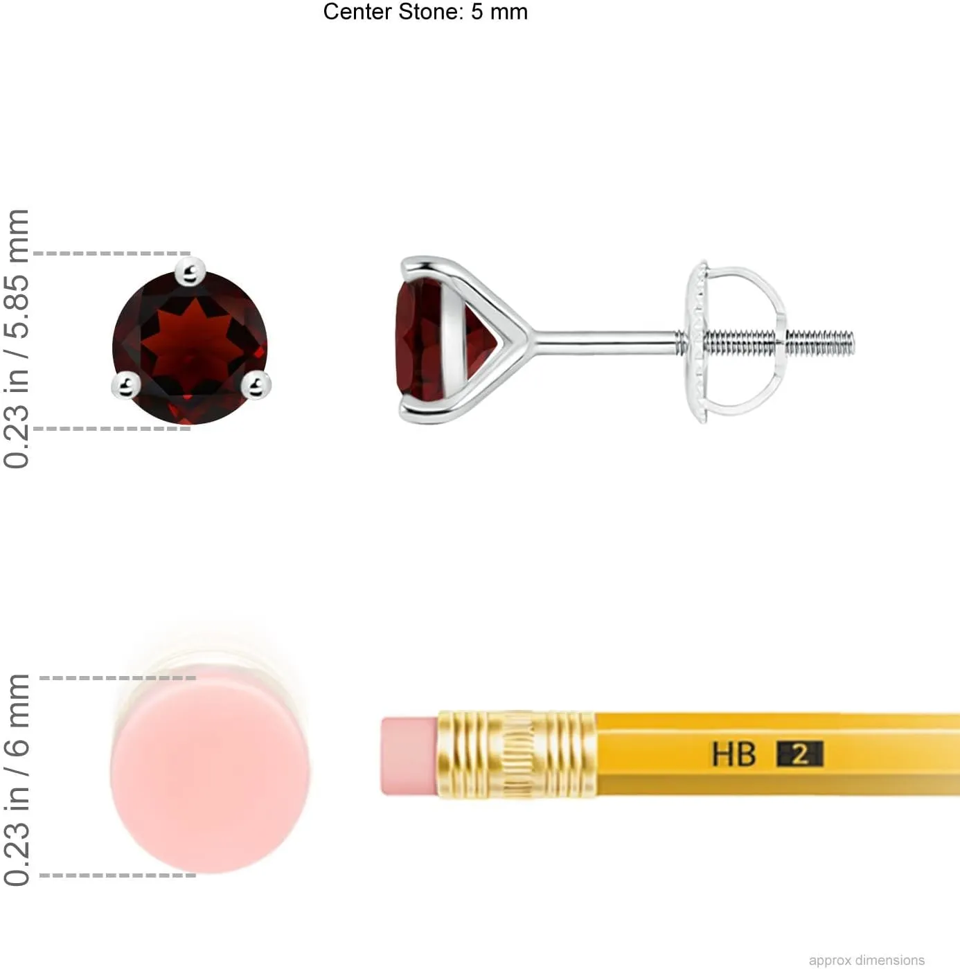 ANGARA Natural Martini-Set Round Garnet Stud Earrings in 14K Solid Gold/Platinum | January Birthstone, Birthday, Engagement, Anniversary, Wedding Jewelry Gift for Women