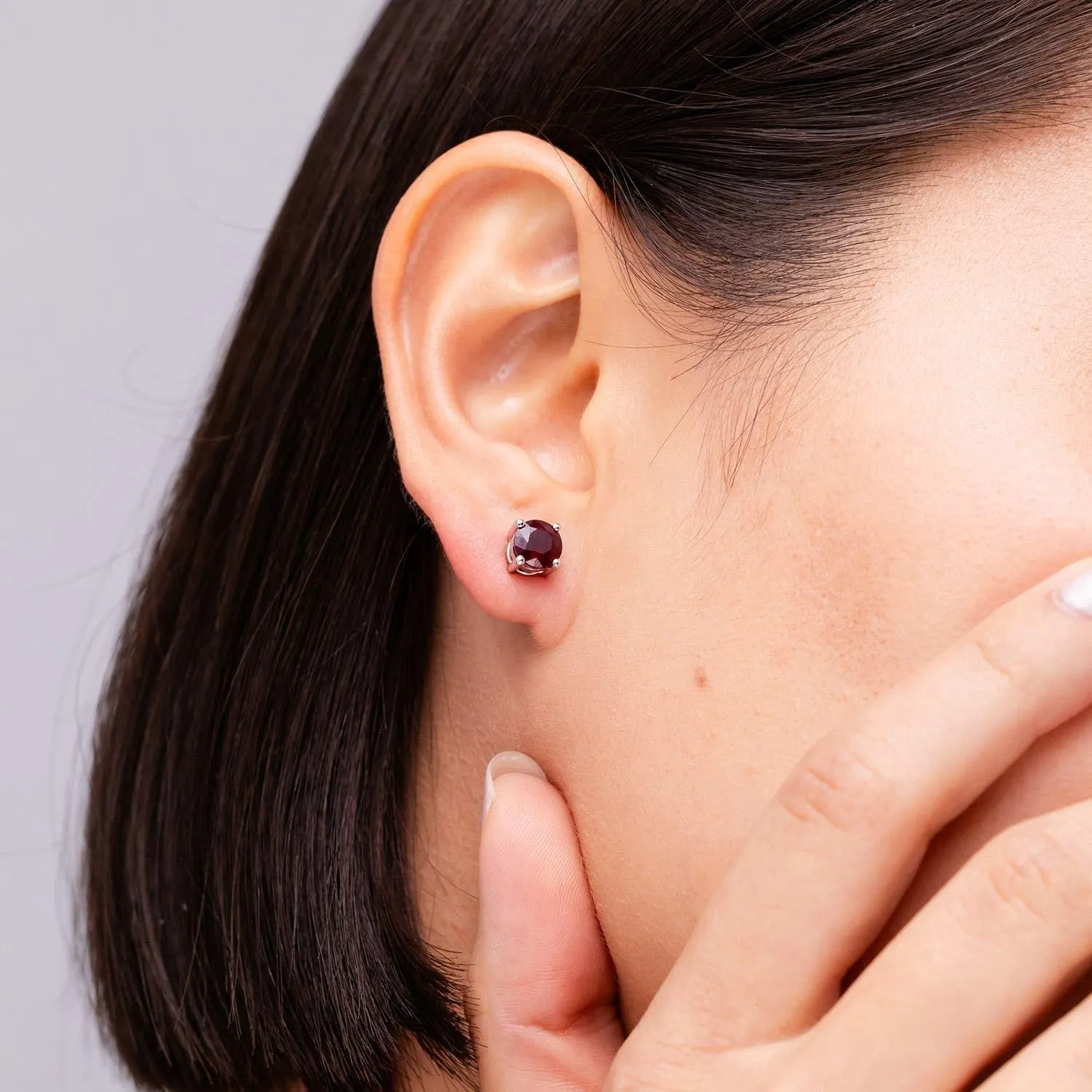 ANGARA Natural Round Ruby Stud Earrings in 14K Solid Gold/Platinum | July Birthstone, Birthday, Engagement, Anniversary, Wedding Jewelry Gift for Women