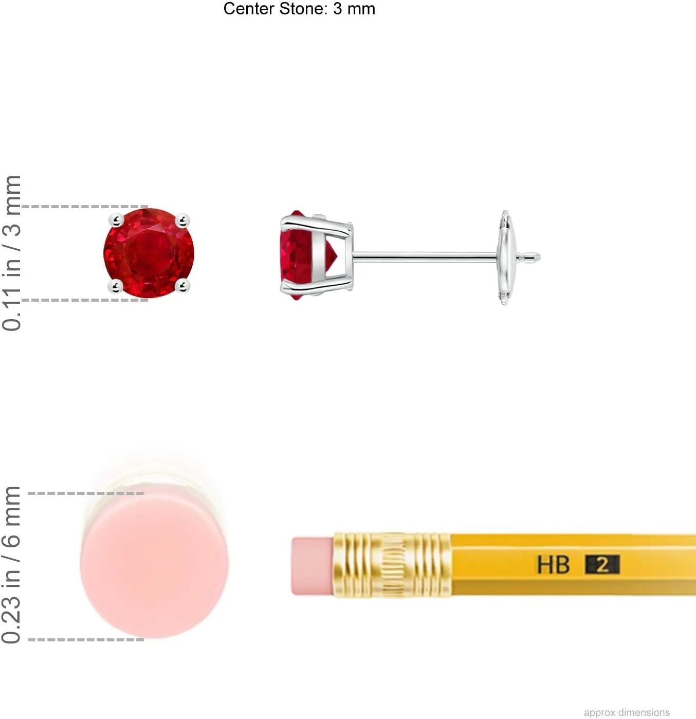 ANGARA Natural Round Ruby Stud Earrings in 14K Solid Gold/Platinum | July Birthstone, Birthday, Engagement, Anniversary, Wedding Jewelry Gift for Women