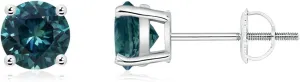 ANGARA Natural Round Teal Montana Sapphire Stud Earrings in 14K Solid Gold/Platinum | Birthday, Engagement, Anniversary, Wedding Jewelry Gift for Women