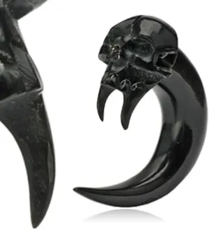 Angel of Death Skull Hand Carved Organic Horn WildKlass Taper (Sold as a Pair)