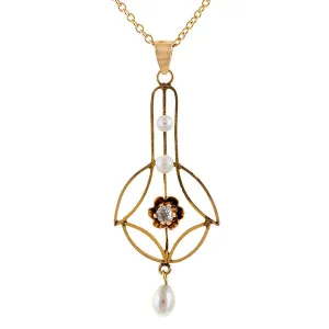Antique Diamond & Seed Pearl Pendant
